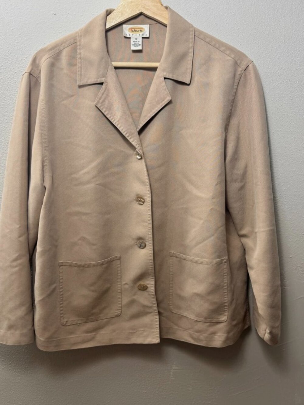 Talbots Coat Jacket Women's Size Medium Beige Button Front Casual